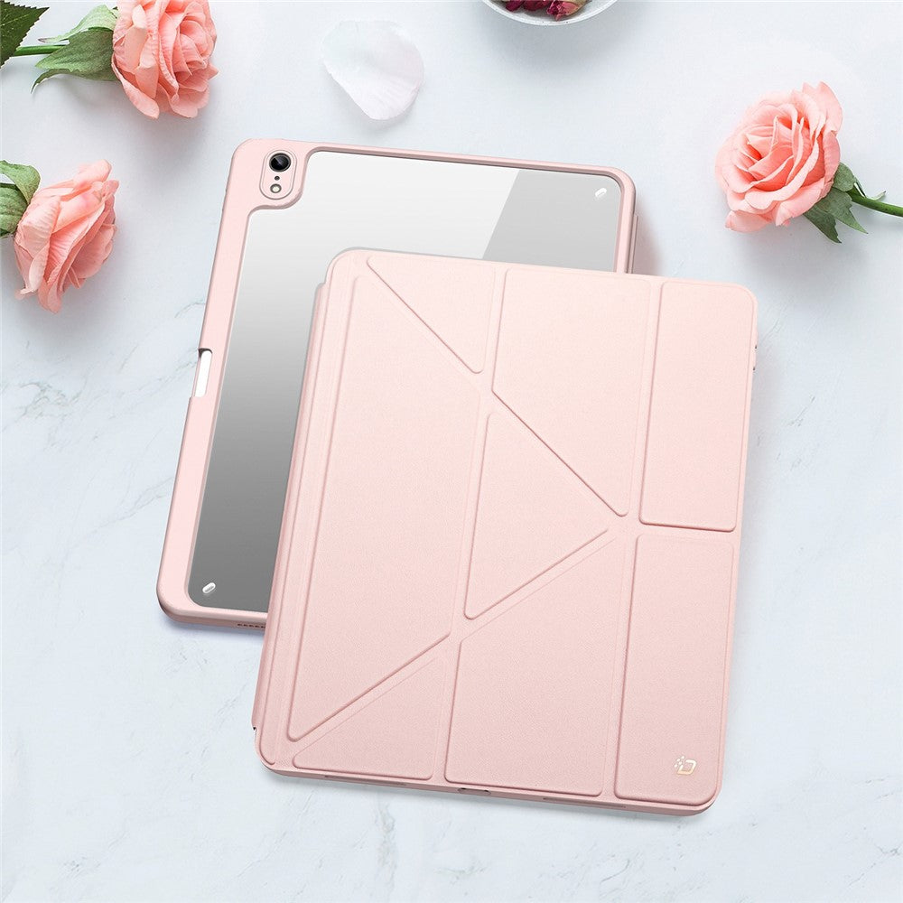 DUX DUCIS Hülle für iPad (2025) / 10.9 (2022) - Abnehmbares Leder Cover mit V-Fold Ständer, Pink