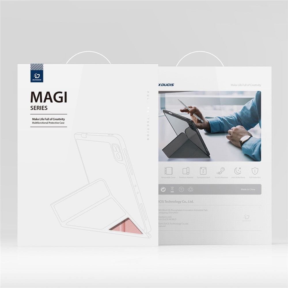 DUX DUCIS Hülle für iPad (2025) / 10.9 (2022) - Abnehmbares Leder Cover mit V-Fold Ständer, Pink