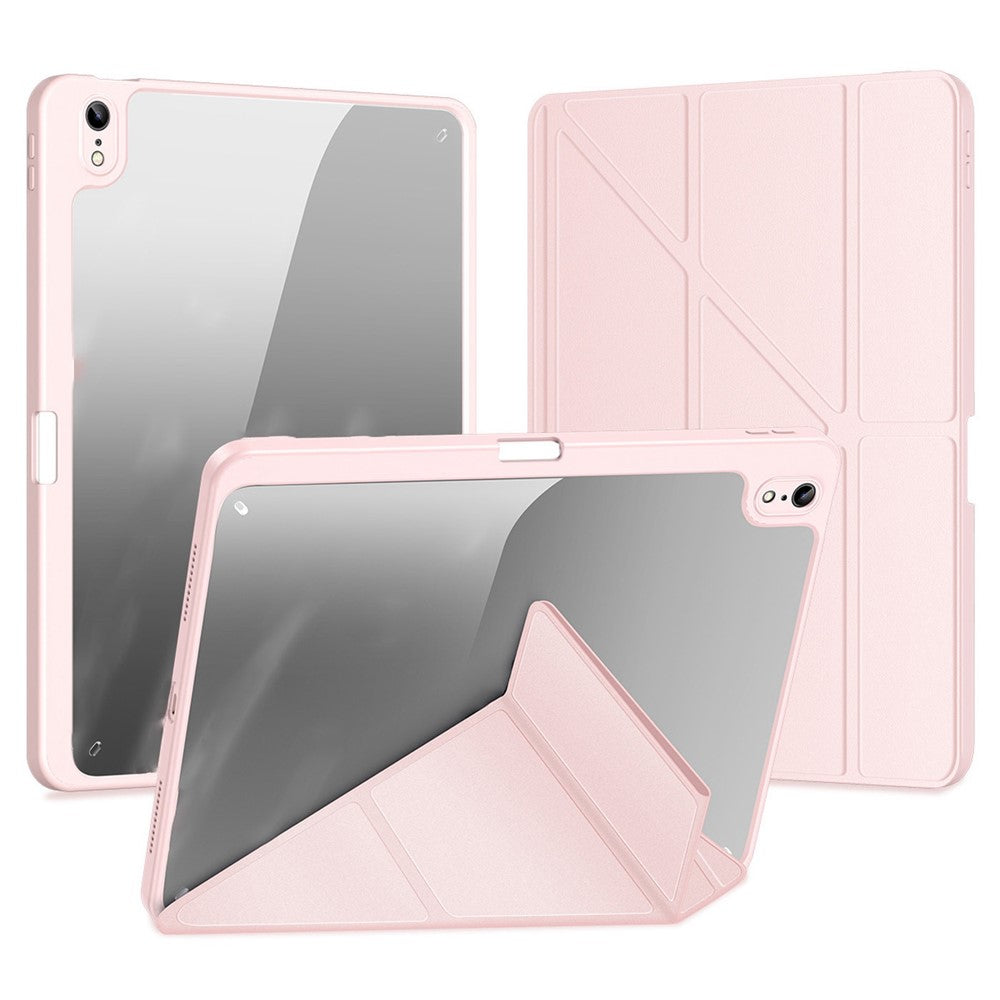 DUX DUCIS Hülle für iPad (2025) / 10.9 (2022) - Abnehmbares Leder Cover mit V-Fold Ständer, Pink