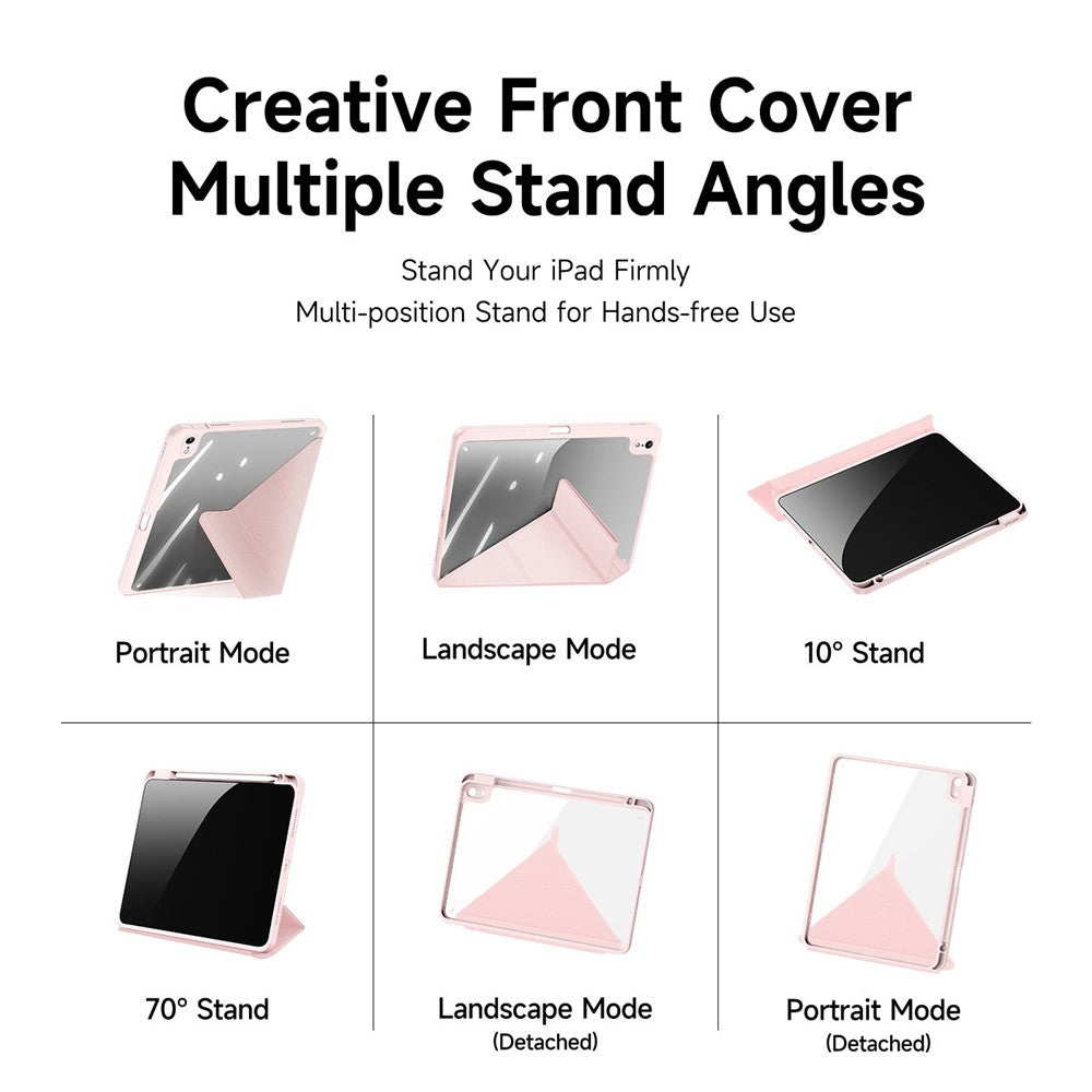 DUX DUCIS Hülle für iPad (2025) / 10.9 (2022) - Abnehmbares Leder Cover mit V-Fold Ständer, Pink