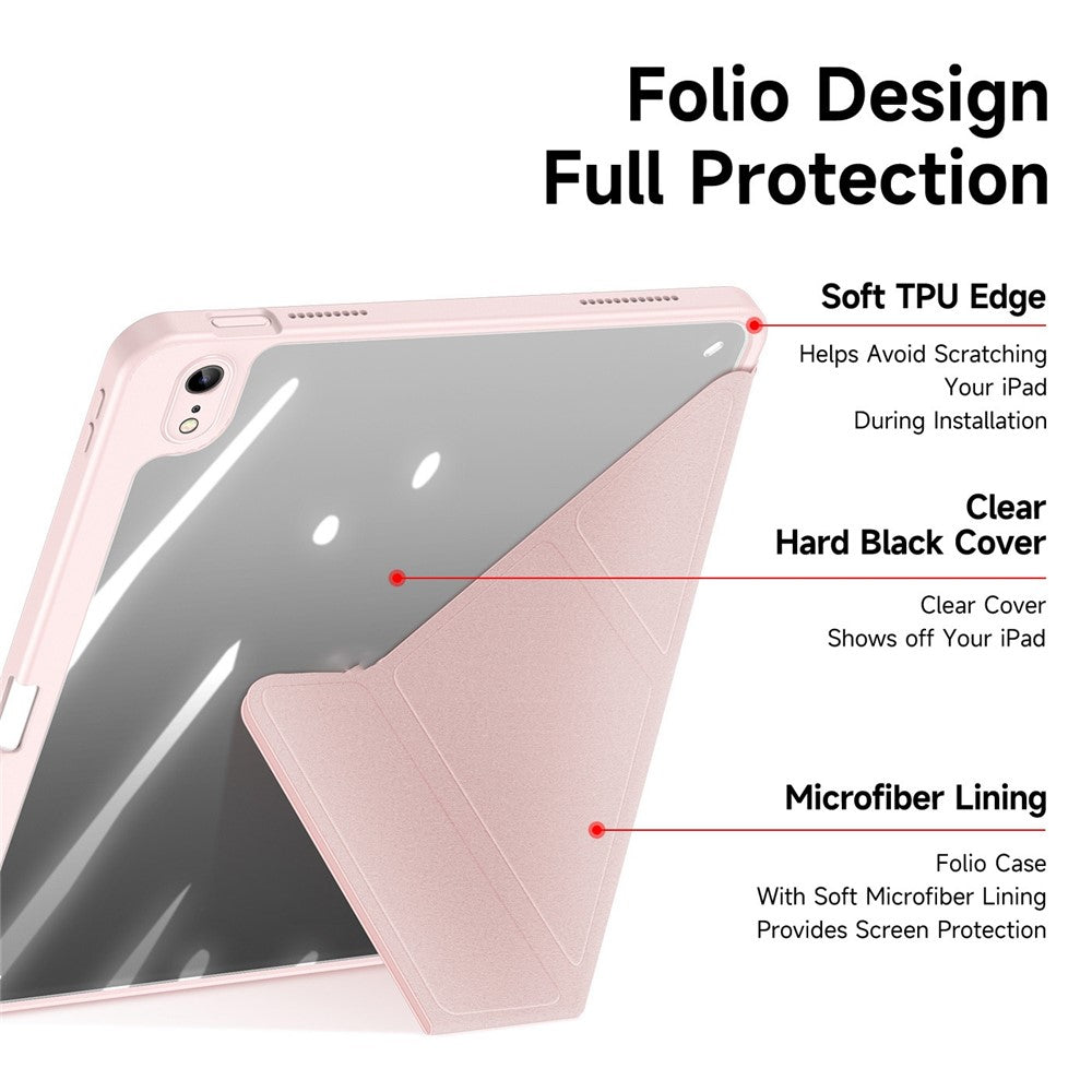 DUX DUCIS Hülle für iPad (2025) / 10.9 (2022) - Abnehmbares Leder Cover mit V-Fold Ständer, Pink