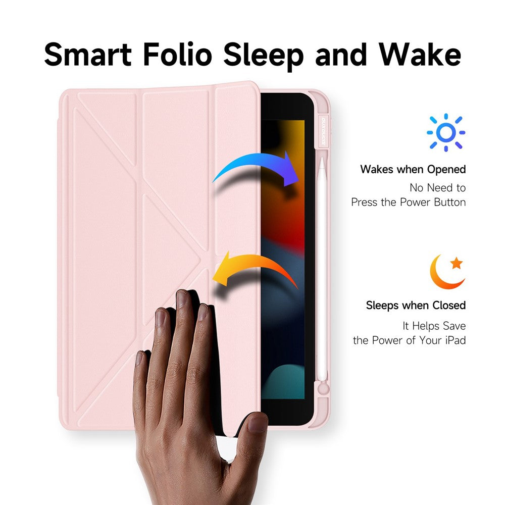 DUX DUCIS Hülle für iPad (2025) / 10.9 (2022) - Abnehmbares Leder Cover mit V-Fold Ständer, Pink