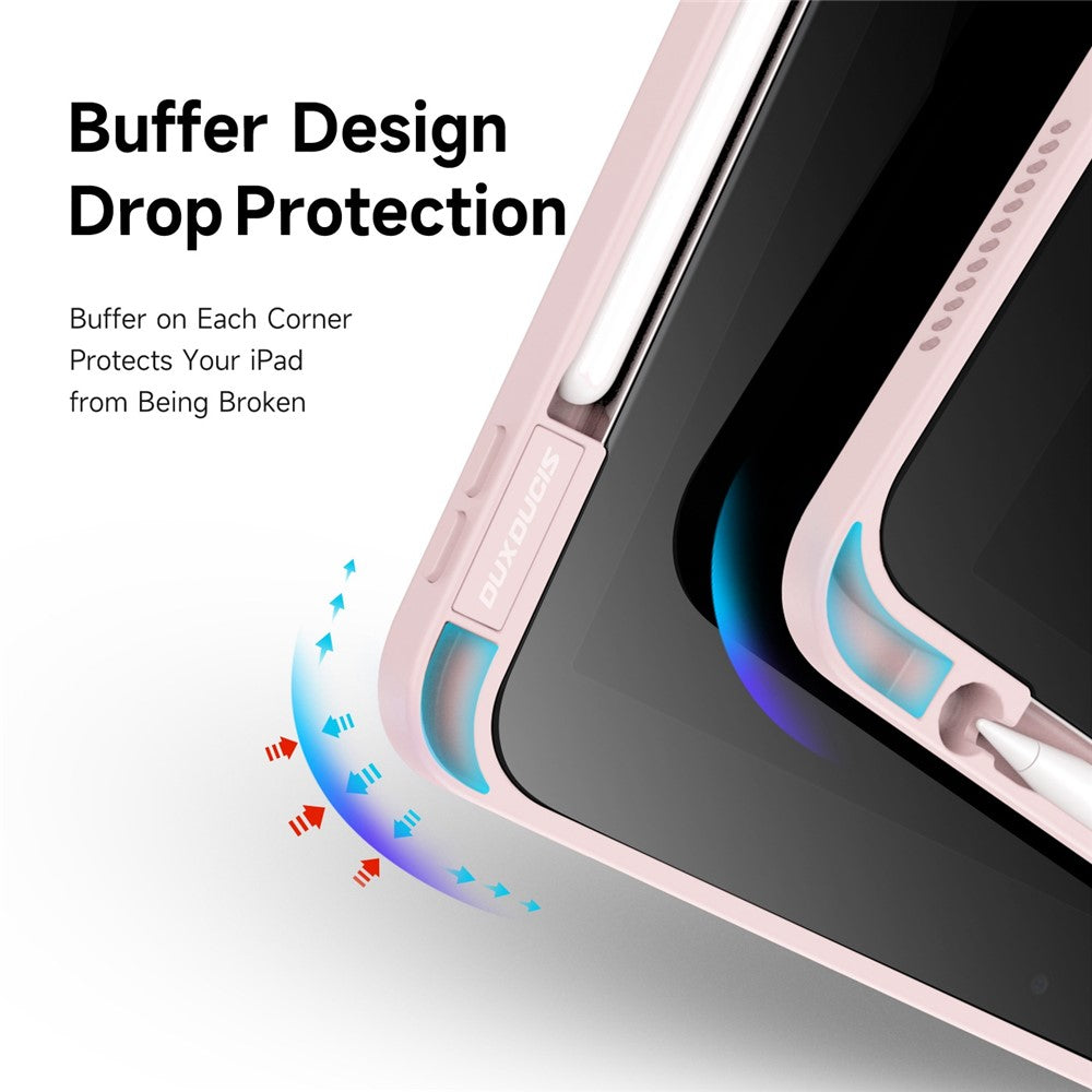 DUX DUCIS Hülle für iPad (2025) / 10.9 (2022) - Abnehmbares Leder Cover mit V-Fold Ständer, Pink