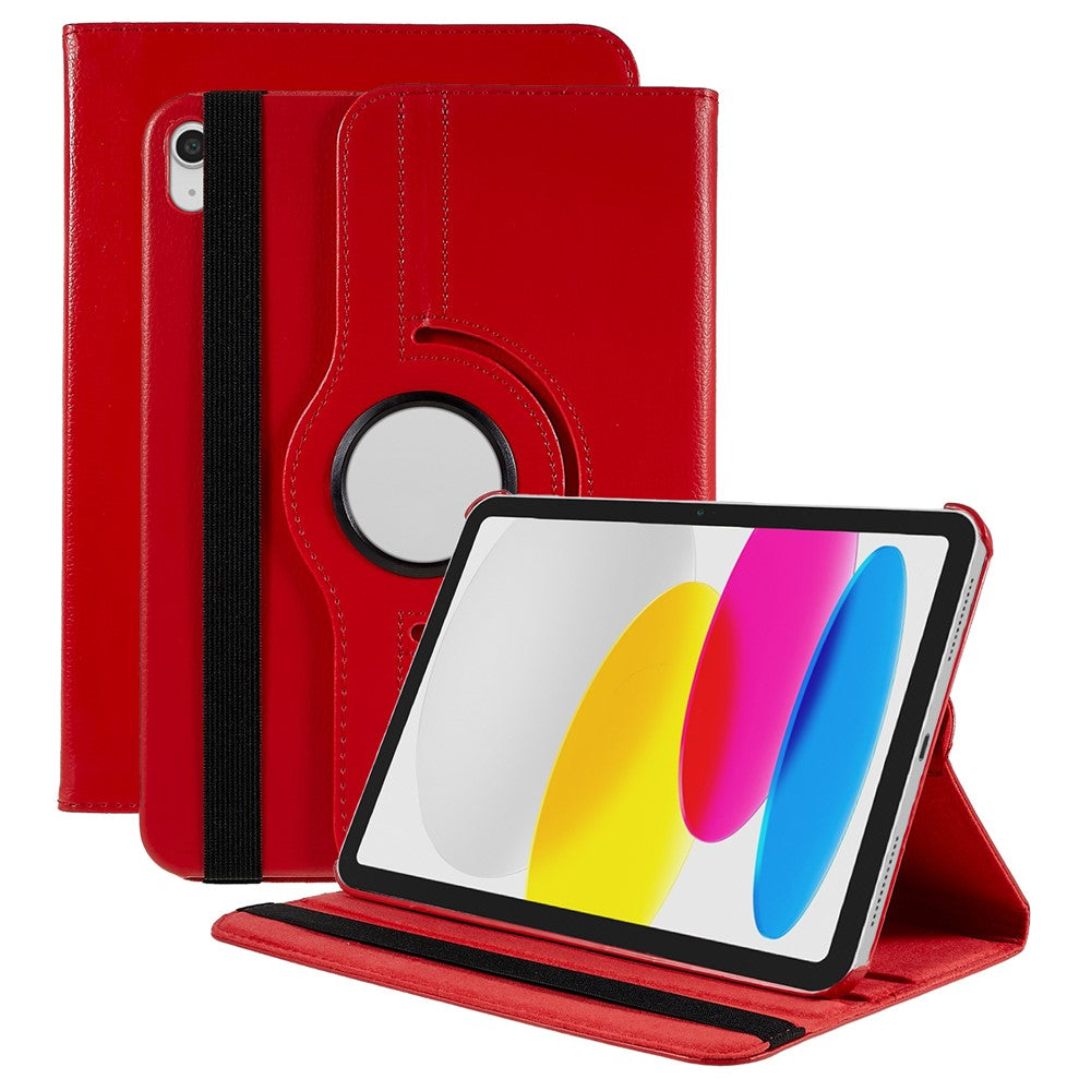 Schutzhülle für iPad (2025) / 10.9 (2022) mit 360° Drehständer, PU-Leder, stoßfest, mit Gummiband