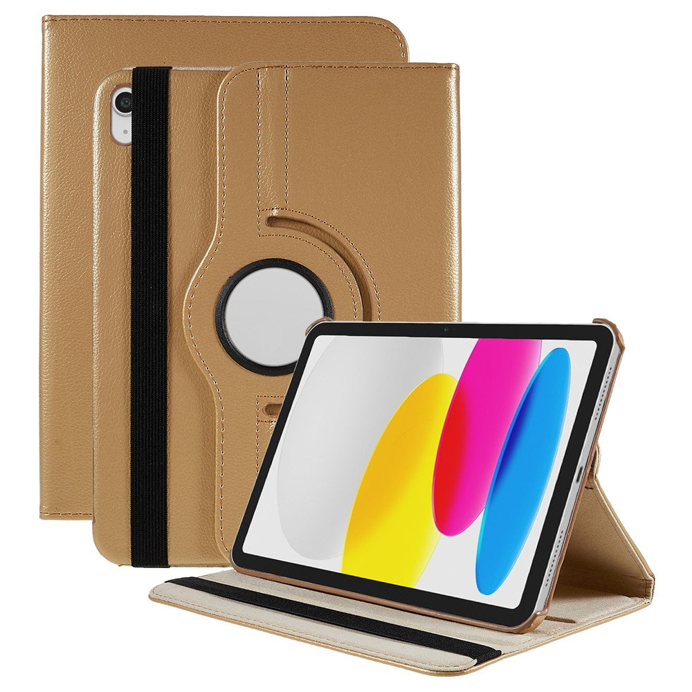 Schutzhülle für iPad (2025) / 10.9 (2022) mit 360° Drehständer, PU-Leder, stoßfest, mit Gummiband