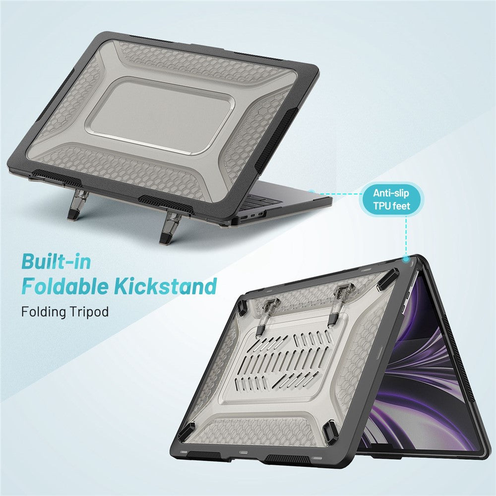 For MacBook Air 13 inch (2026) A3449 / (2025) A3240 / (2024) A3113 / (2022) A2681 Protective Case Anti-Scratch Laptop Hard PC Case with Kickstand