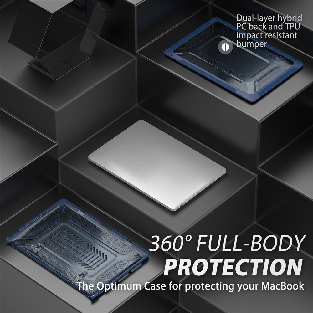 For MacBook Pro 16 inch (2019) A2141 Laptop Cover Dual Layer Hard PC Soft TPU Shell Case with Kickstand