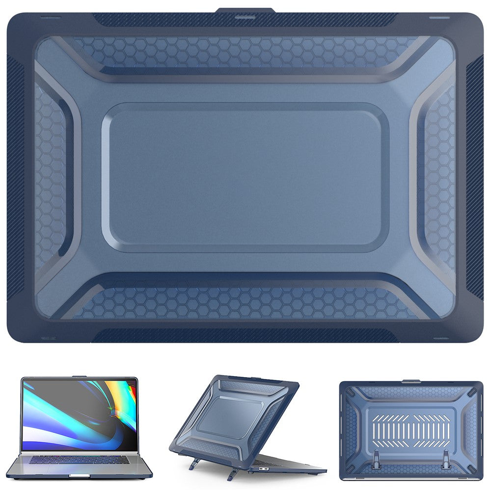 For MacBook Pro 16 inch (2019) A2141 Laptop Cover Dual Layer Hard PC Soft TPU Shell Case with Kickstand