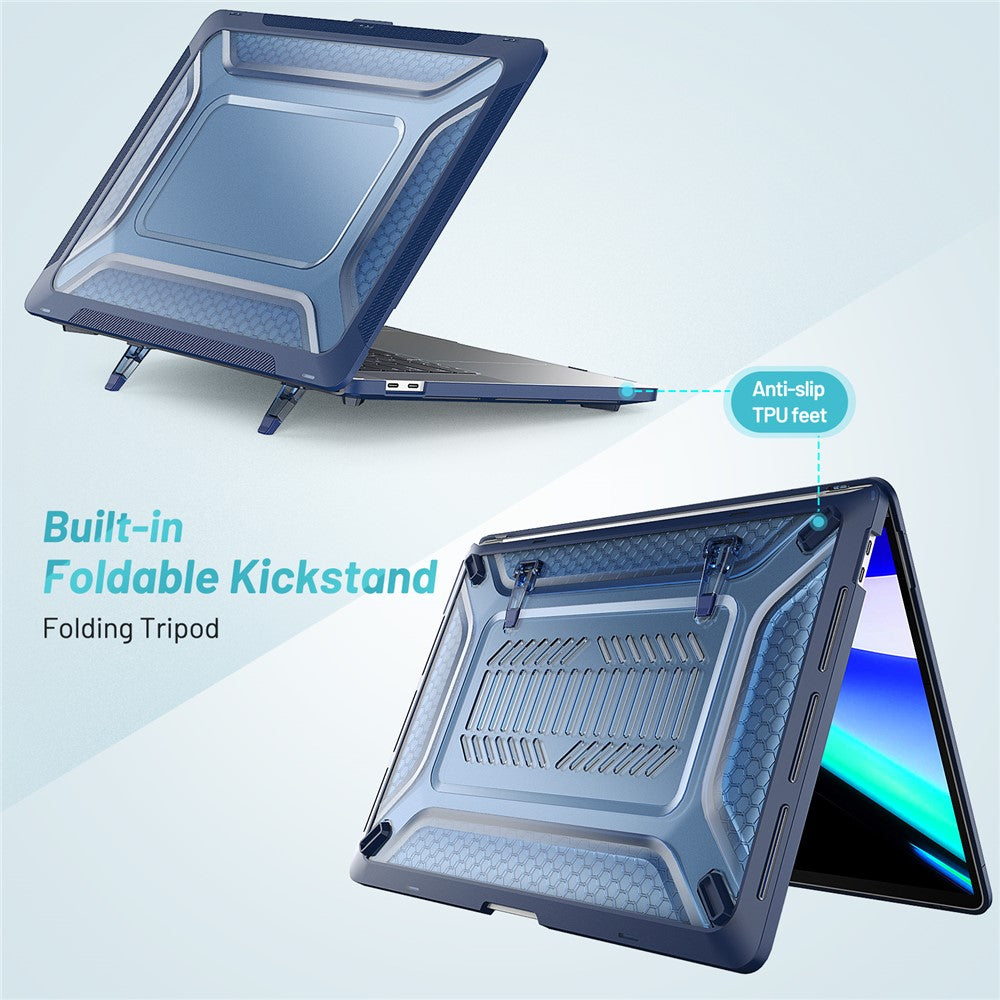 For MacBook Pro 16 inch (2019) A2141 Laptop Cover Dual Layer Hard PC Soft TPU Shell Case with Kickstand