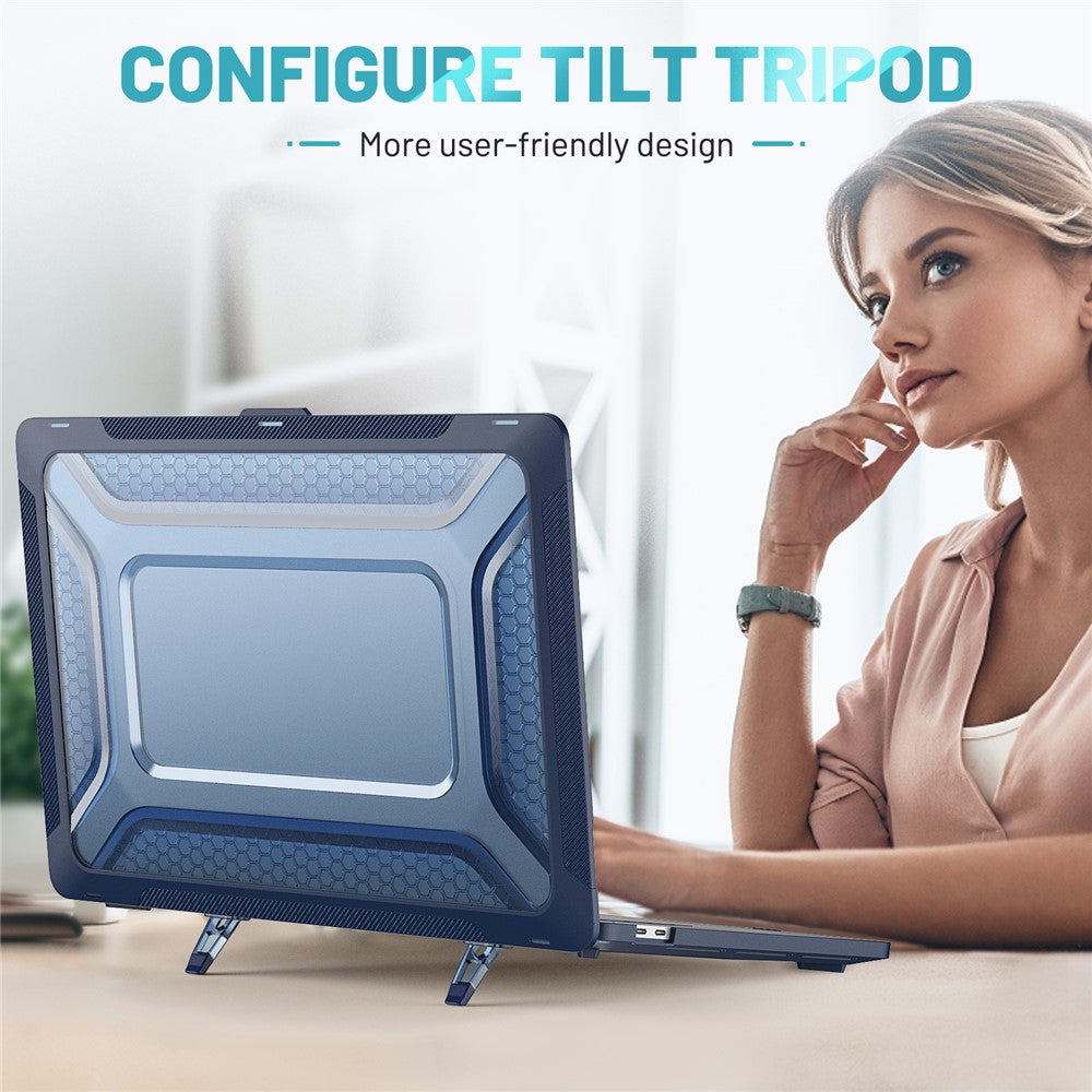 For MacBook Pro 16 inch (2019) A2141 Laptop Cover Dual Layer Hard PC Soft TPU Shell Case with Kickstand
