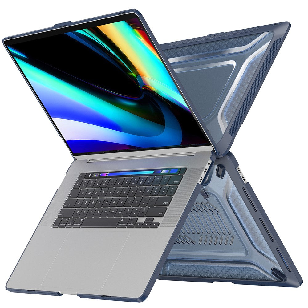 For MacBook Pro 16 inch (2019) A2141 Laptop Cover Dual Layer Hard PC Soft TPU Shell Case with Kickstand