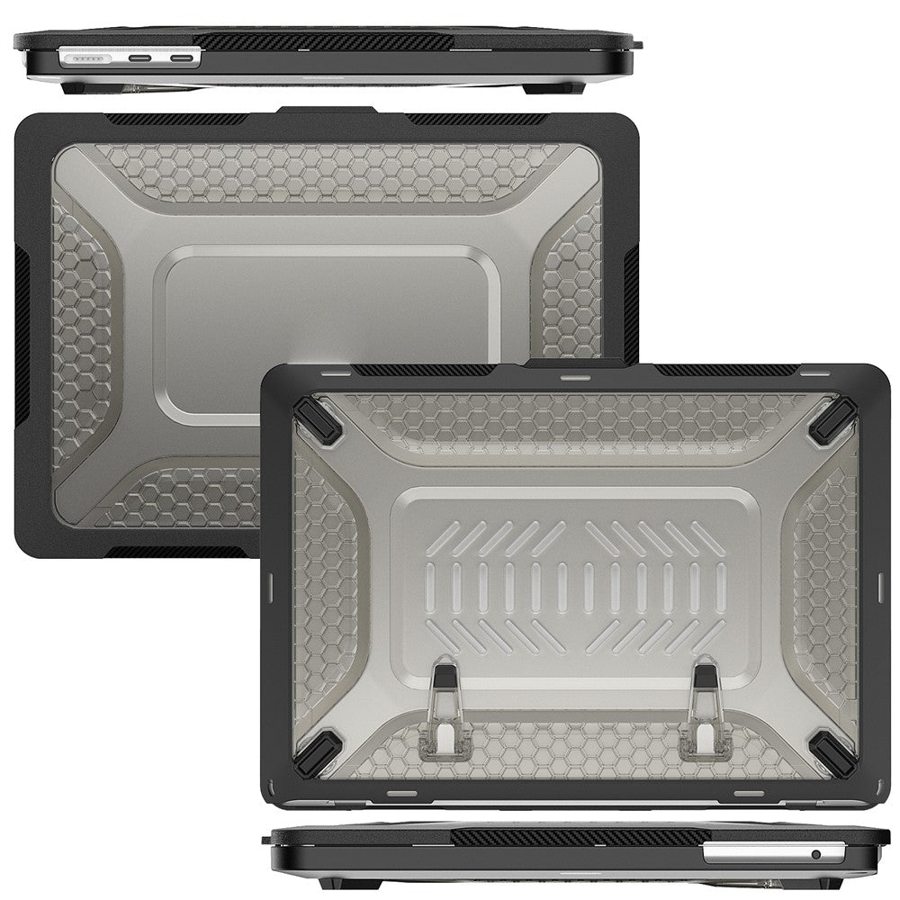 For MacBook Air 13 inch (2026) A3449 / (2025) A3240 / (2024) A3113 / (2022) A2681 Heat Dissipation Laptop Case Shockproof Hard PC Soft TPU Kickstand Cover