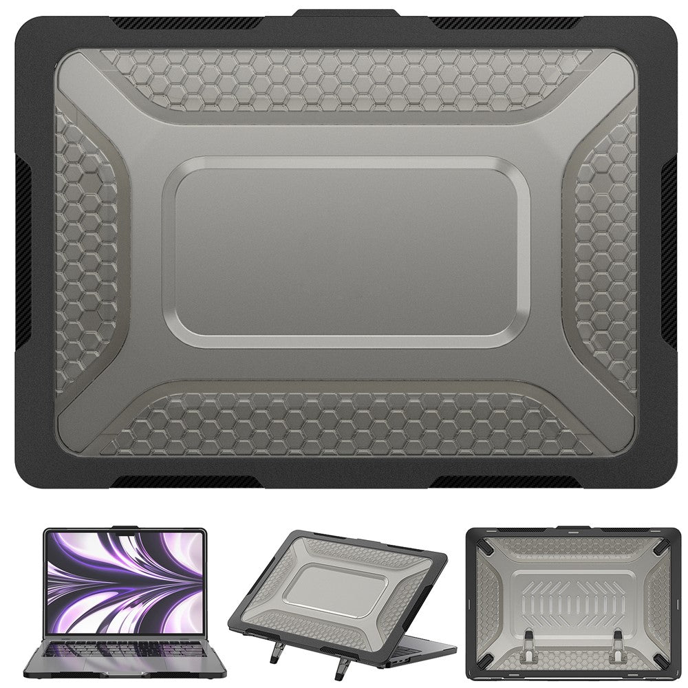 For MacBook Air 13 inch (2026) A3449 / (2025) A3240 / (2024) A3113 / (2022) A2681 Heat Dissipation Laptop Case Shockproof Hard PC Soft TPU Kickstand Cover