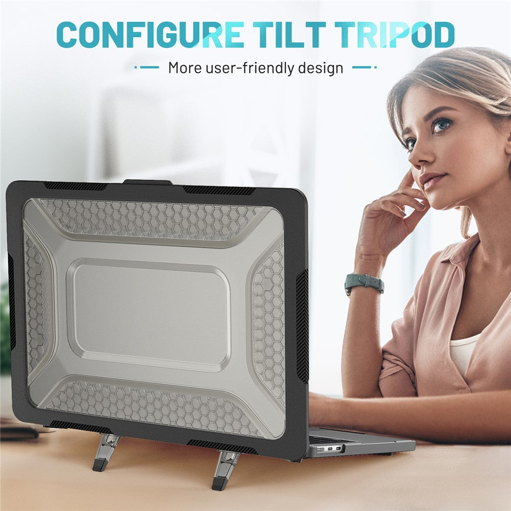 For MacBook Air 13 inch (2026) A3449 / (2025) A3240 / (2024) A3113 / (2022) A2681 Heat Dissipation Laptop Case Shockproof Hard PC Soft TPU Kickstand Cover