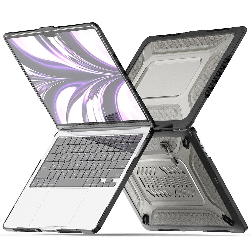 For MacBook Air 13 inch (2026) A3449 / (2025) A3240 / (2024) A3113 / (2022) A2681 Heat Dissipation Laptop Case Shockproof Hard PC Soft TPU Kickstand Cover