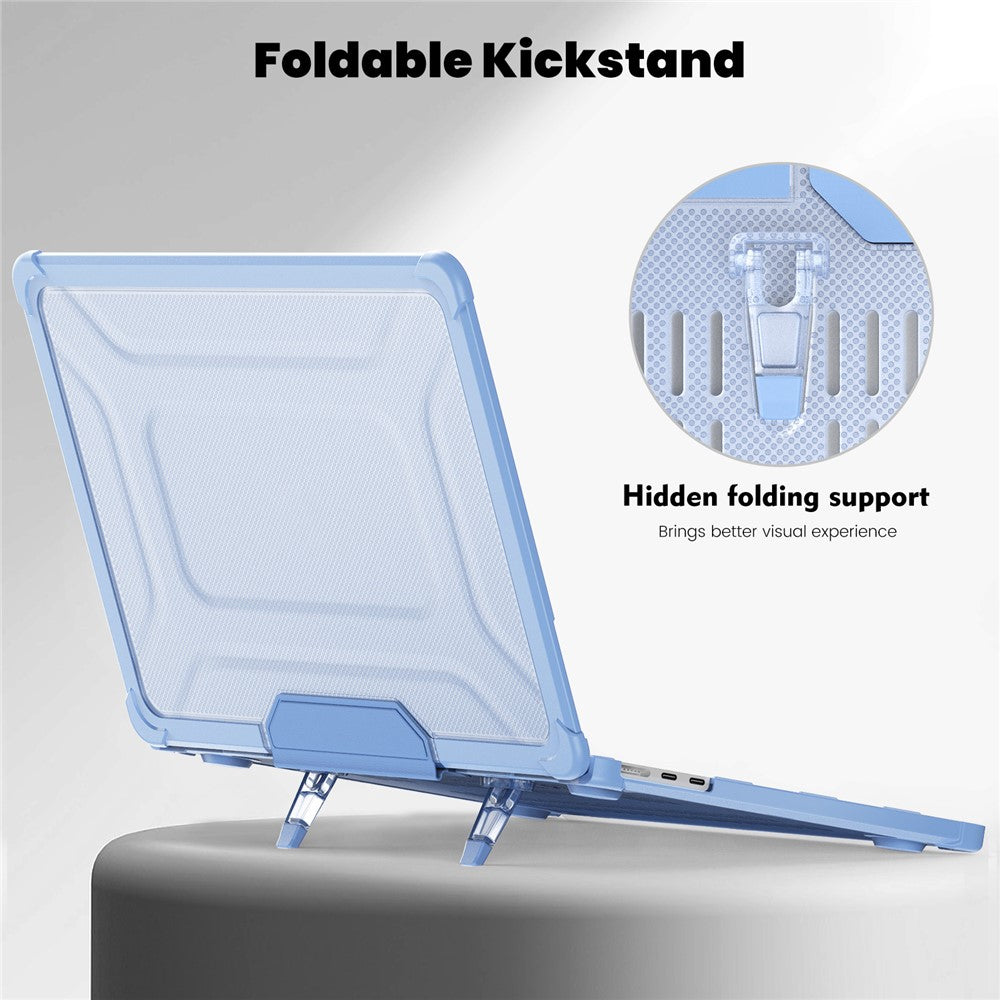 For MacBook Air 13 inch (2026) A3449 / (2025) A3240 / (2024) A3113 / (2022) A2681 Laptop Case PC + TPU Kickstand Heat Dissipation Cover