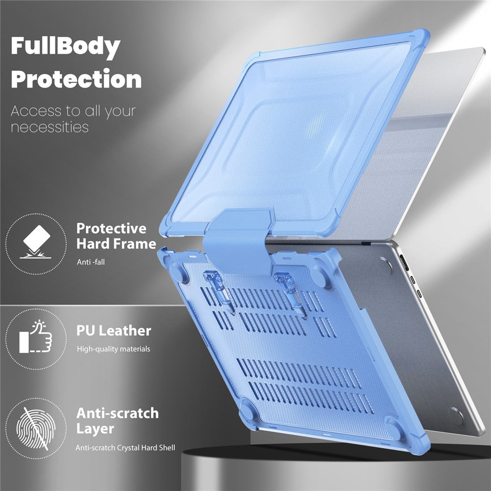 For MacBook Air 13 inch (2026) A3449 / (2025) A3240 / (2024) A3113 / (2022) A2681 Laptop Case PC + TPU Kickstand Heat Dissipation Cover