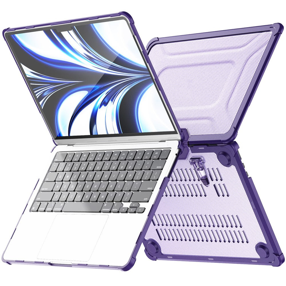 For MacBook Air 13 inch (2026) A3449 / (2025) A3240 / (2024) A3113 / (2022) A2681 Laptop Case PC + TPU Kickstand Heat Dissipation Cover