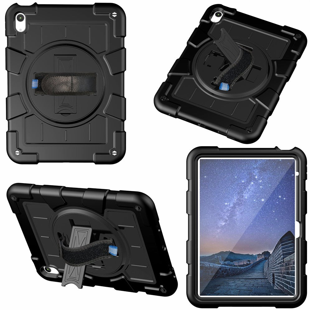 Hülle für iPad (2025) / 10.9 (2022) mit Handschlaufe, Standfunktion & Schultergurt