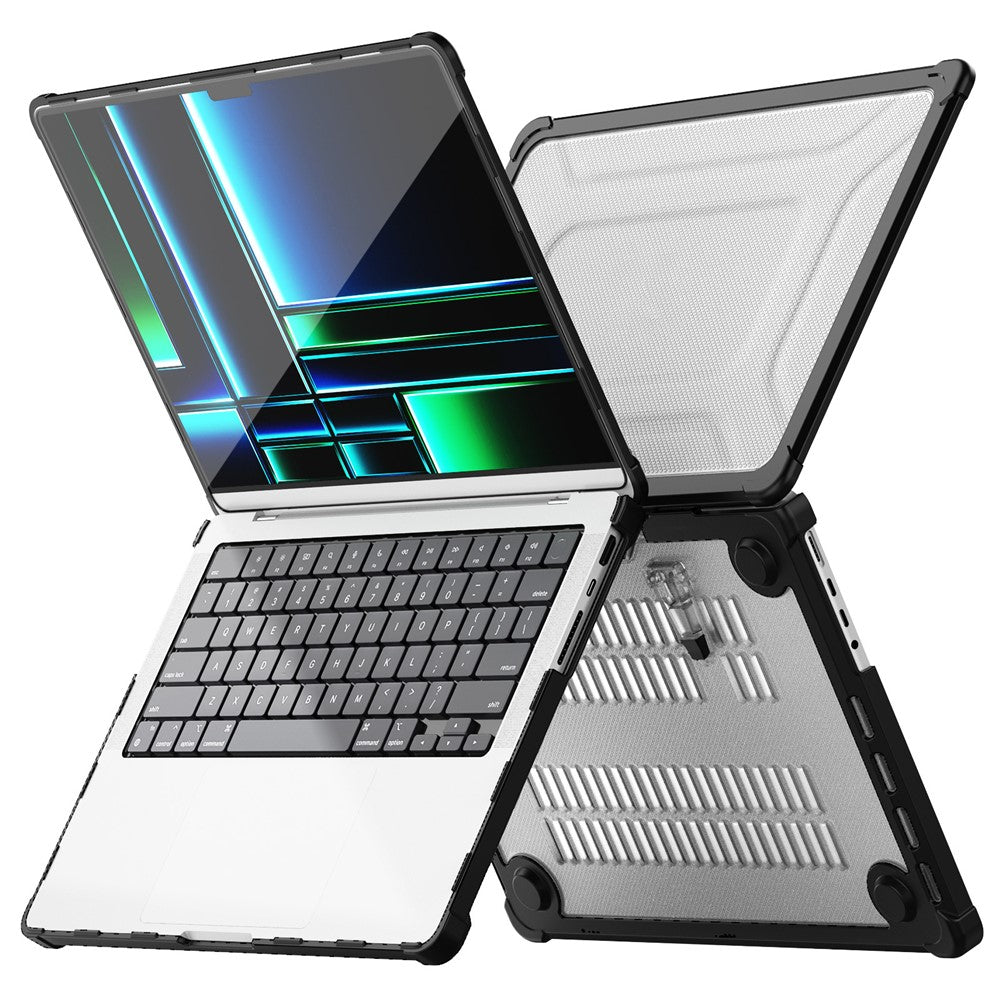 For MacBook Pro 14 inch (2026) A3427 A3426 / (2025) A3434 A3112 A3185 A3401 / (2024) A2918 A2992 / (2023) A2779 / (2022) / (2021) A2442 Heat Dissipation Hard PC+TPU Laptop Case with Kickstand