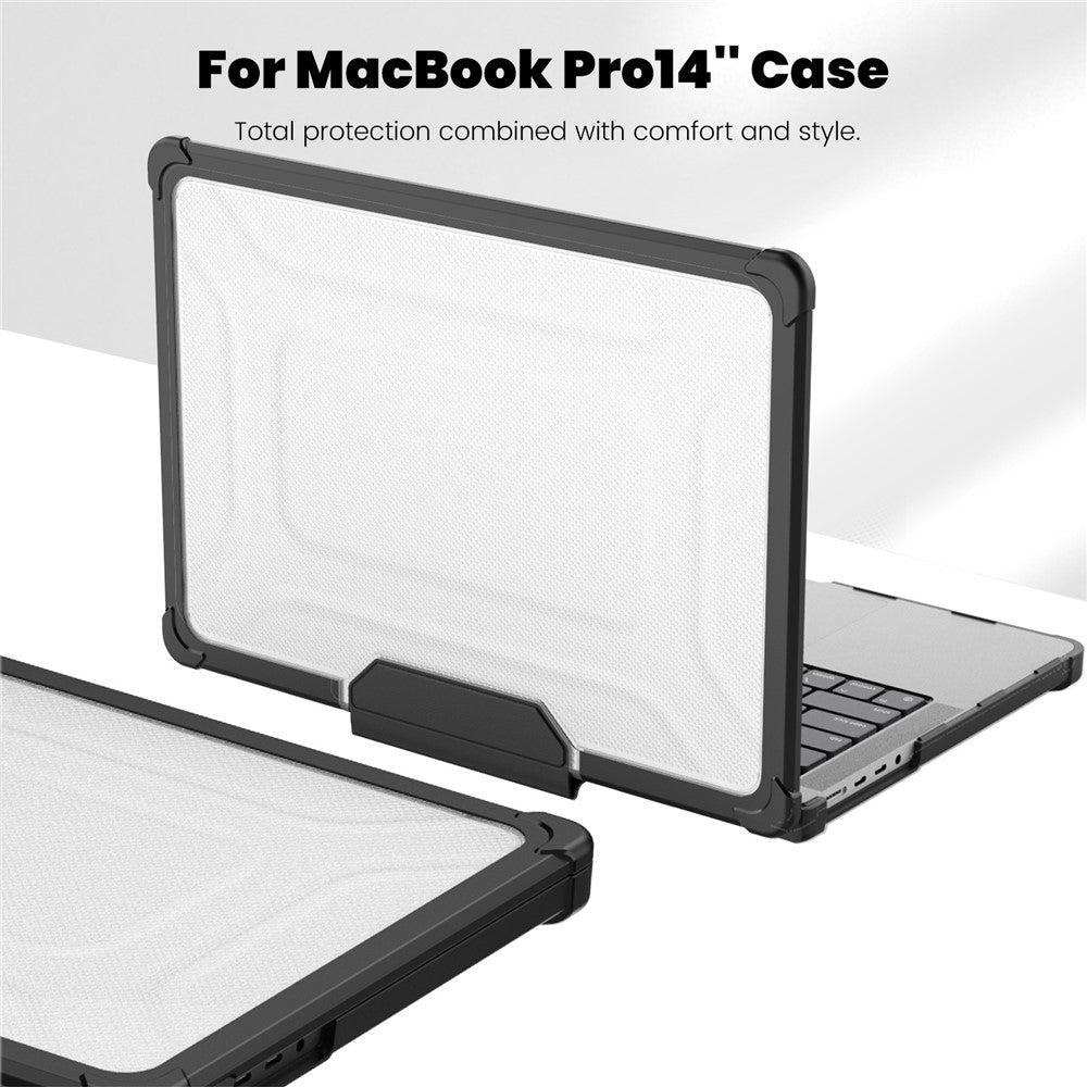 For MacBook Pro 14 inch (2026) A3427 A3426 / (2025) A3434 A3112 A3185 A3401 / (2024) A2918 A2992 / (2023) A2779 / (2022) / (2021) A2442 Heat Dissipation Hard PC+TPU Laptop Case with Kickstand