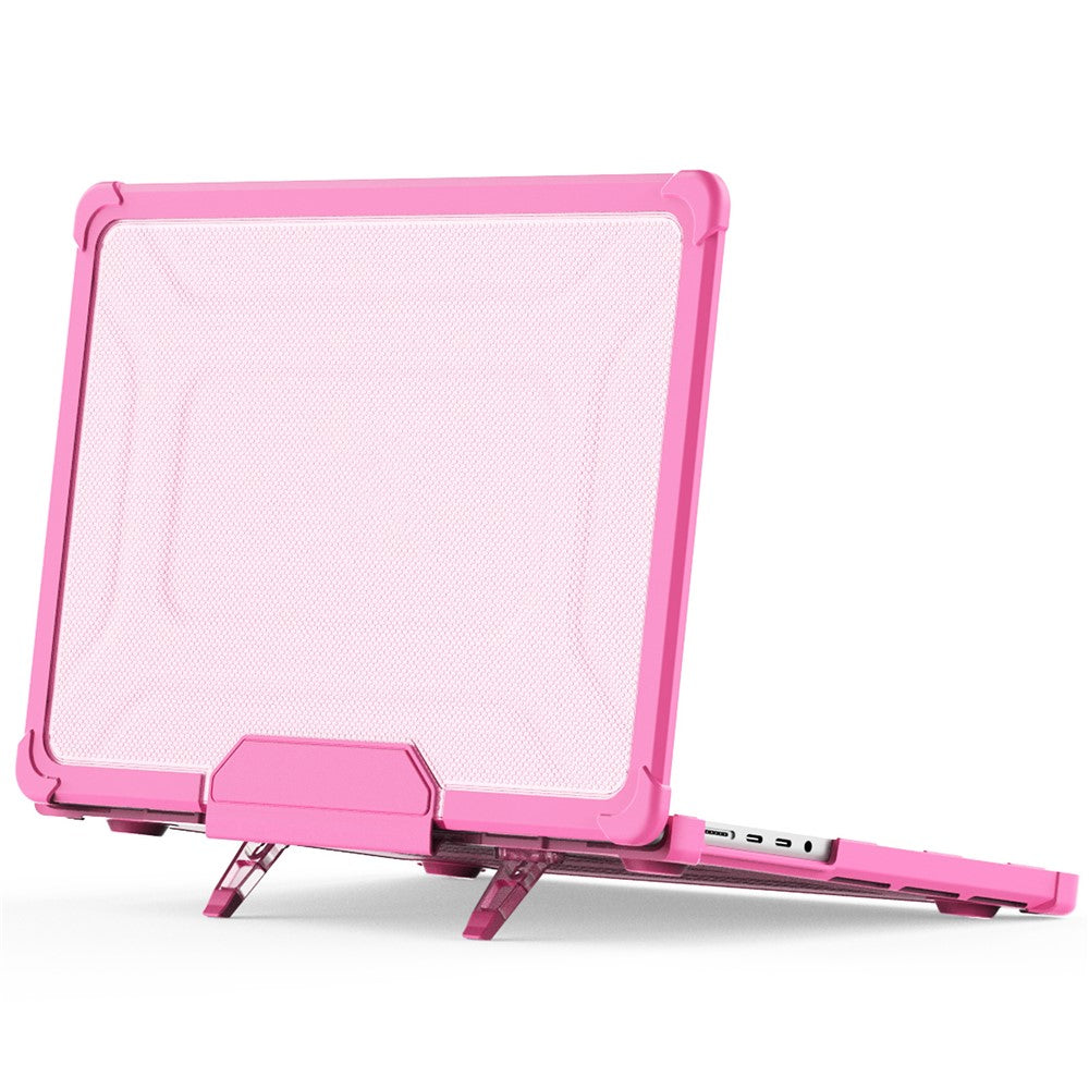 For MacBook Pro 14 inch (2026) A3427 A3426 / (2025) A3434 A3112 A3185 A3401 / (2024) A2918 A2992 / (2023) A2779 / (2022) / (2021) A2442 Heat Dissipation Hard PC+TPU Laptop Case with Kickstand
