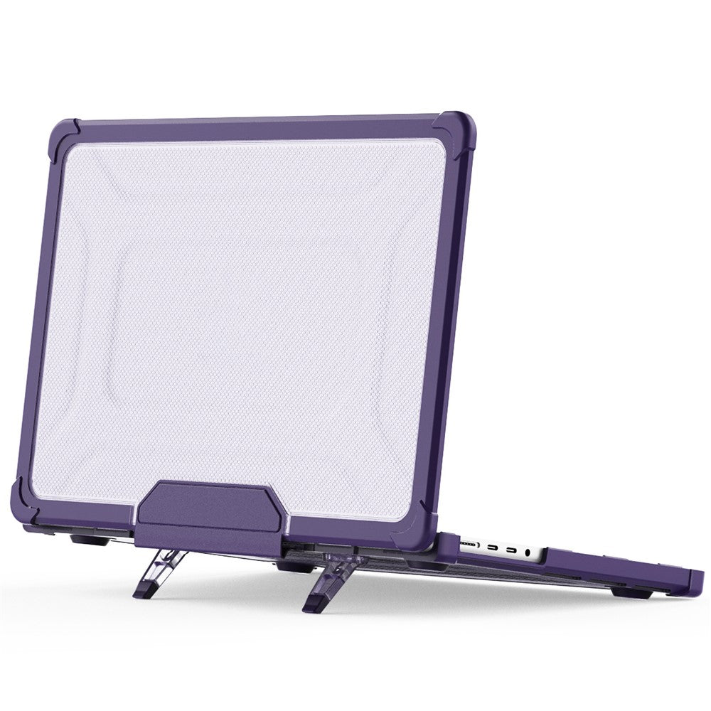 For MacBook Pro 14 inch (2026) A3427 A3426 / (2025) A3434 A3112 A3185 A3401 / (2024) A2918 A2992 / (2023) A2779 / (2022) / (2021) A2442 Heat Dissipation Hard PC+TPU Laptop Case with Kickstand