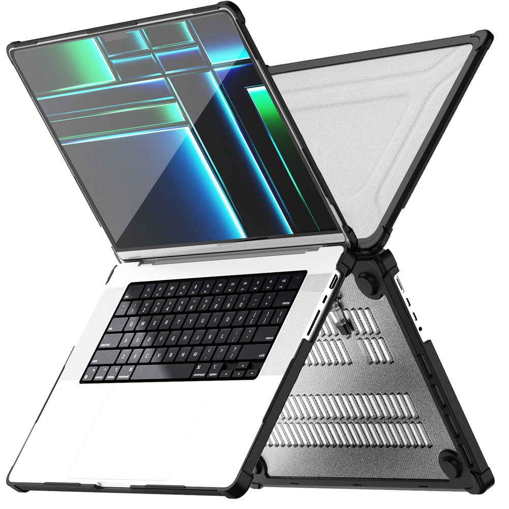 For MacBook Pro 16 inch (2026) A3429 A3428 / (2025) A3186 A3403 / (2024) A2991 / (2023) A2780 / (2021) A2485 Anti-Slip Laptop Case Heat Dissipation PC+TPU Kickstand Cover