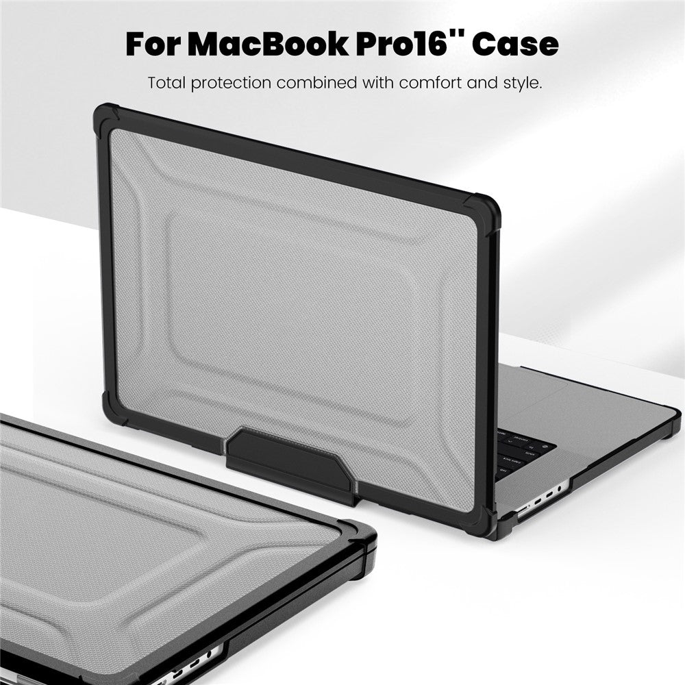 For MacBook Pro 16 inch (2026) A3429 A3428 / (2025) A3186 A3403 / (2024) A2991 / (2023) A2780 / (2021) A2485 Anti-Slip Laptop Case Heat Dissipation PC+TPU Kickstand Cover
