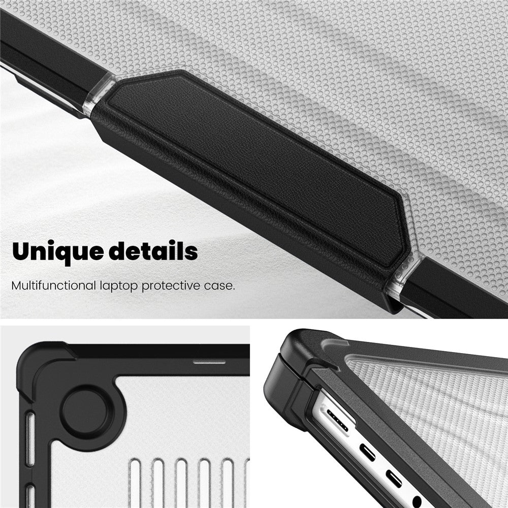 For MacBook Pro 16 inch (2026) A3429 A3428 / (2025) A3186 A3403 / (2024) A2991 / (2023) A2780 / (2021) A2485 Anti-Slip Laptop Case Heat Dissipation PC+TPU Kickstand Cover