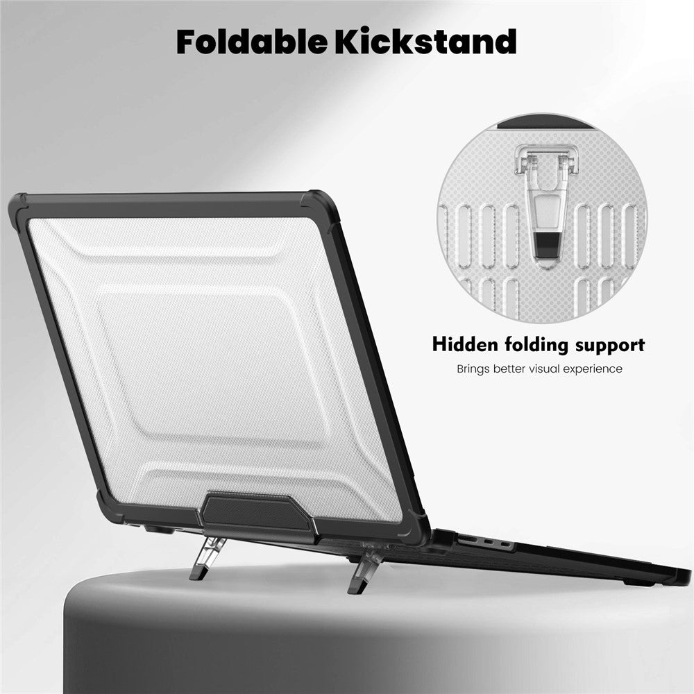 For Macbook Air 15 inch (2026) A3448 / (2025) A3241 / (2024) A311 / (2023) A2941 PC+TPU Laptop Case Heat Dissipation Kickstand Non-Slip Notebook Cover