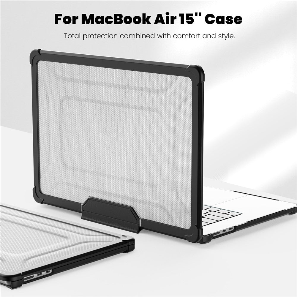 For Macbook Air 15 inch (2026) A3448 / (2025) A3241 / (2024) A311 / (2023) A2941 PC+TPU Laptop Case Heat Dissipation Kickstand Non-Slip Notebook Cover