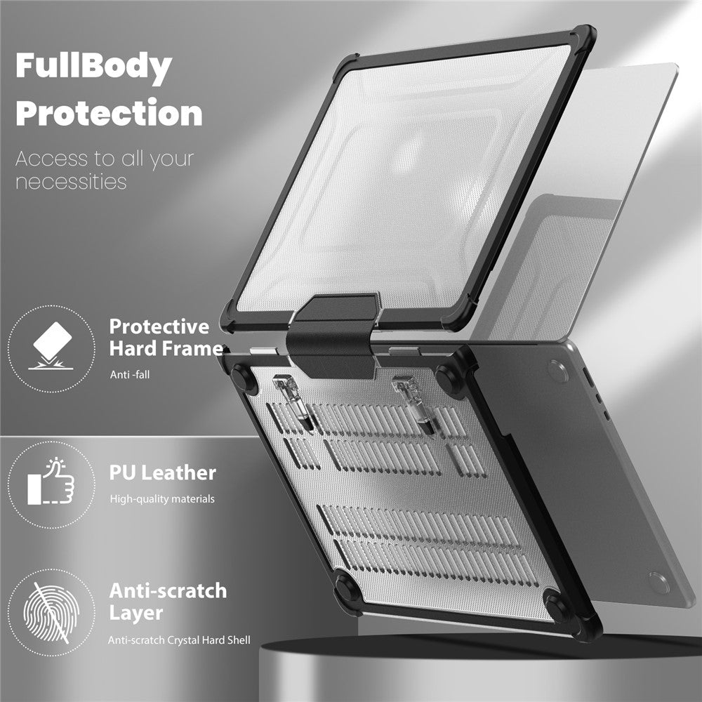 For Macbook Air 15 inch (2026) A3448 / (2025) A3241 / (2024) A311 / (2023) A2941 PC+TPU Laptop Case Heat Dissipation Kickstand Non-Slip Notebook Cover