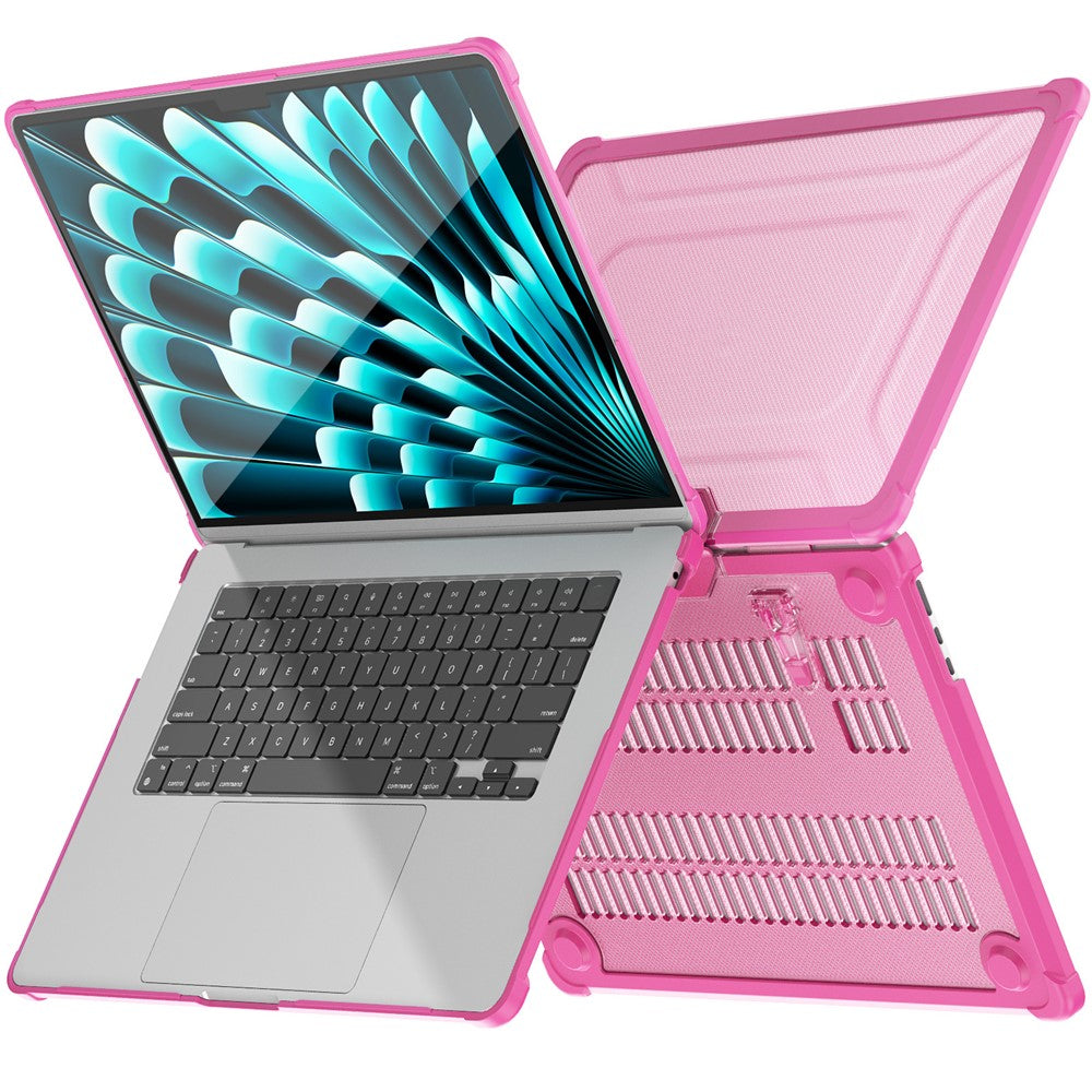 For Macbook Air 15 inch (2026) A3448 / (2025) A3241 / (2024) A311 / (2023) A2941 PC+TPU Laptop Case Heat Dissipation Kickstand Non-Slip Notebook Cover