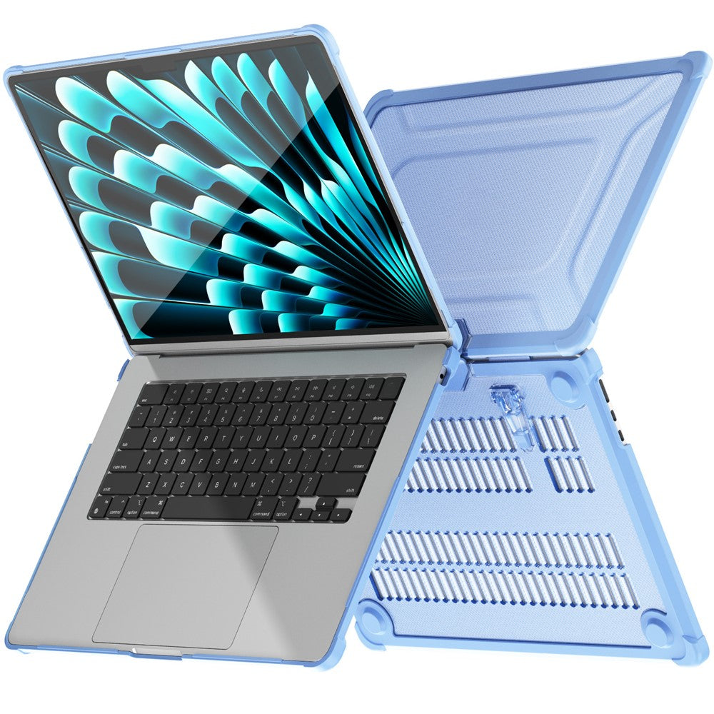 For Macbook Air 15 inch (2026) A3448 / (2025) A3241 / (2024) A311 / (2023) A2941 PC+TPU Laptop Case Heat Dissipation Kickstand Non-Slip Notebook Cover