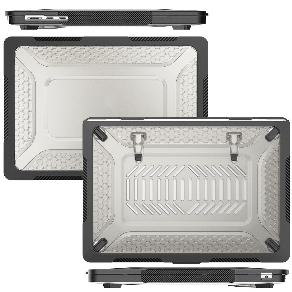 For Macbook Air 15 inch (2026) A3448 / (2025) A3241 / (2024) A311 / (2023) A2941 Anti-Slip Laptop Case Honeycomb Heat Dissipation Kickstand PC+TPU Cover