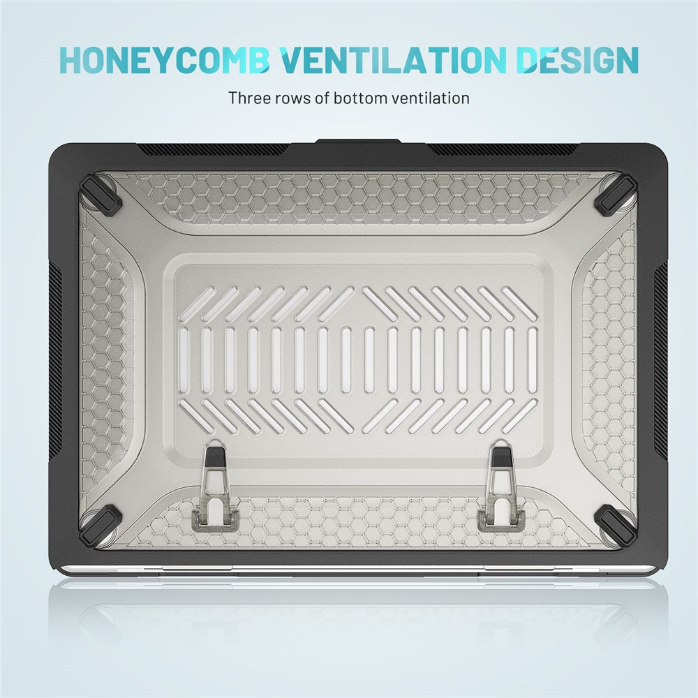 For Macbook Air 15 inch (2026) A3448 / (2025) A3241 / (2024) A311 / (2023) A2941 Anti-Slip Laptop Case Honeycomb Heat Dissipation Kickstand PC+TPU Cover