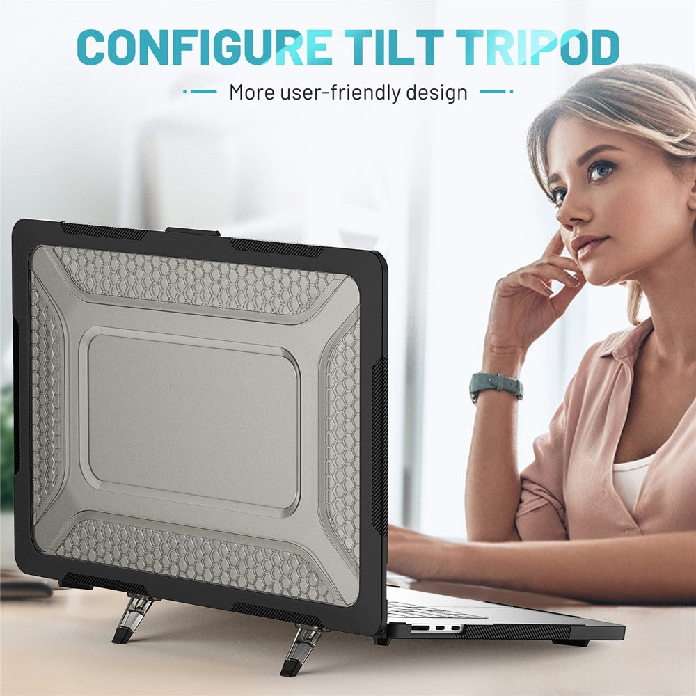 For Macbook Air 15 inch (2026) A3448 / (2025) A3241 / (2024) A311 / (2023) A2941 Anti-Slip Laptop Case Honeycomb Heat Dissipation Kickstand PC+TPU Cover