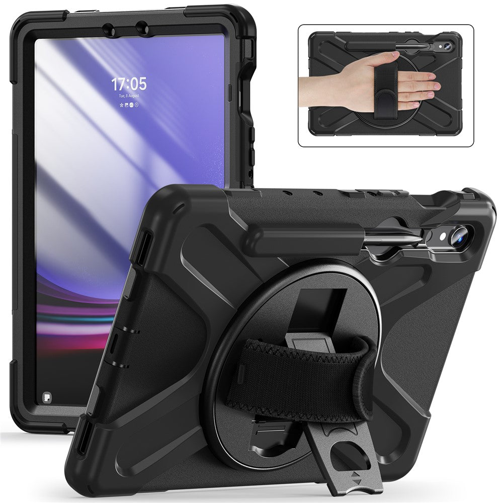 For Samsung Galaxy Tab S10 Lite / S10 FE / S9 FE / S9 X710 / S8 X700 / S7 T870 Wrist Strap Tablet Case PC+Silicone Kickstand Cover