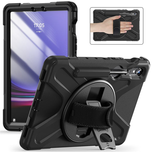 For Samsung Galaxy Tab S10 Lite / S10 FE / S9 FE / S9 X710 / S8 X700 / S7 T870 Wrist Strap Tablet Case PC+Silicone Kickstand Cover