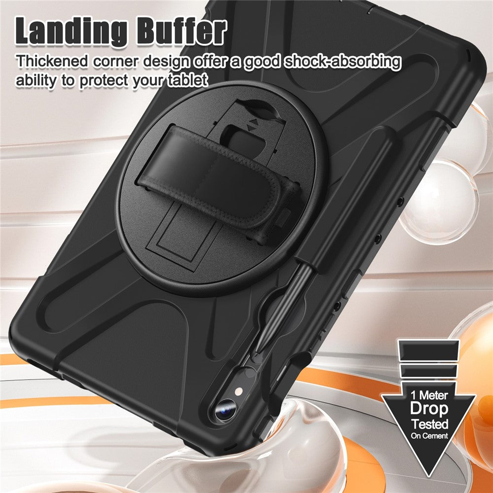 For Samsung Galaxy Tab S10 Lite / S10 FE / S9 FE / S9 X710 / S8 X700 / S7 T870 Wrist Strap Tablet Case PC+Silicone Kickstand Cover