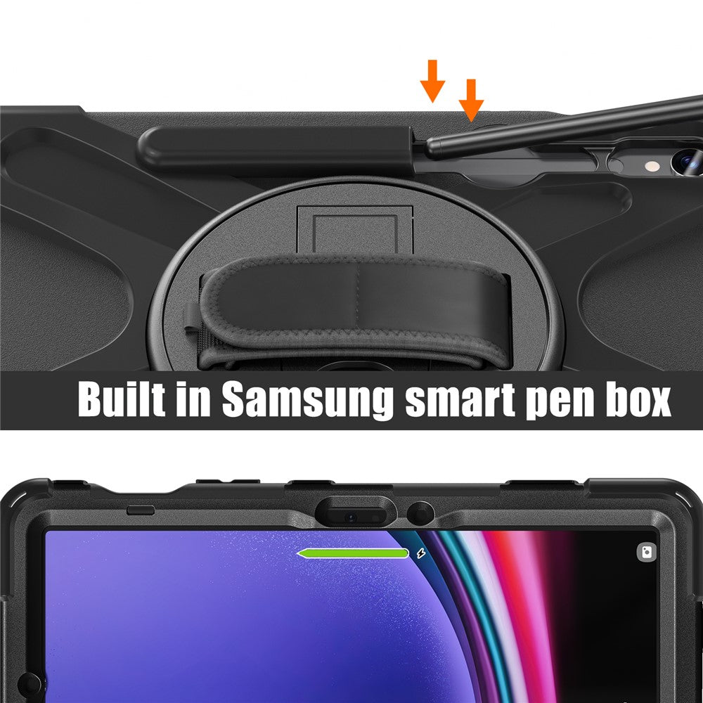 For Samsung Galaxy Tab S10 Lite / S10 FE / S9 FE / S9 X710 / S8 X700 / S7 T870 Wrist Strap Tablet Case PC+Silicone Kickstand Cover