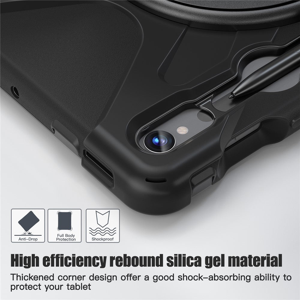 For Samsung Galaxy Tab S10 Lite / S10 FE / S9 FE / S9 X710 / S8 X700 / S7 T870 Wrist Strap Tablet Case PC+Silicone Kickstand Cover