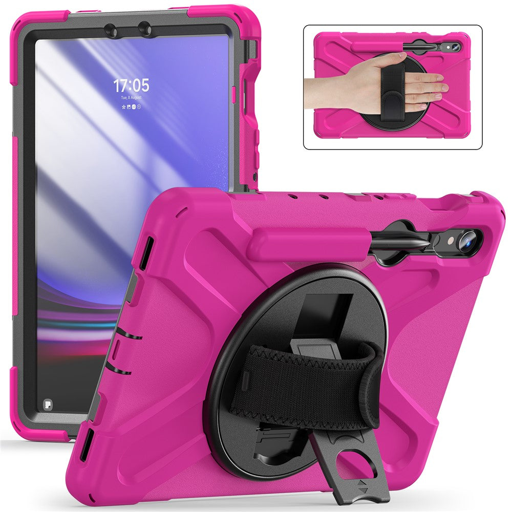 For Samsung Galaxy Tab S10 Lite / S10 FE / S9 FE / S9 X710 / S8 X700 / S7 T870 Wrist Strap Tablet Case PC+Silicone Kickstand Cover