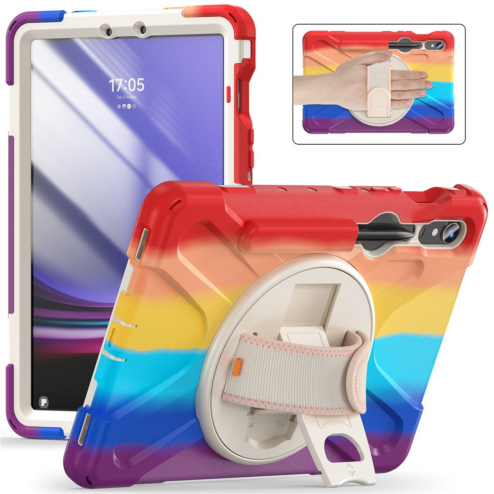 For Samsung Galaxy Tab S10 Lite / S10 FE / S9 FE / S9 X710 / S8 X700 / S7 T870 Wrist Strap Tablet Case PC+Silicone Kickstand Cover