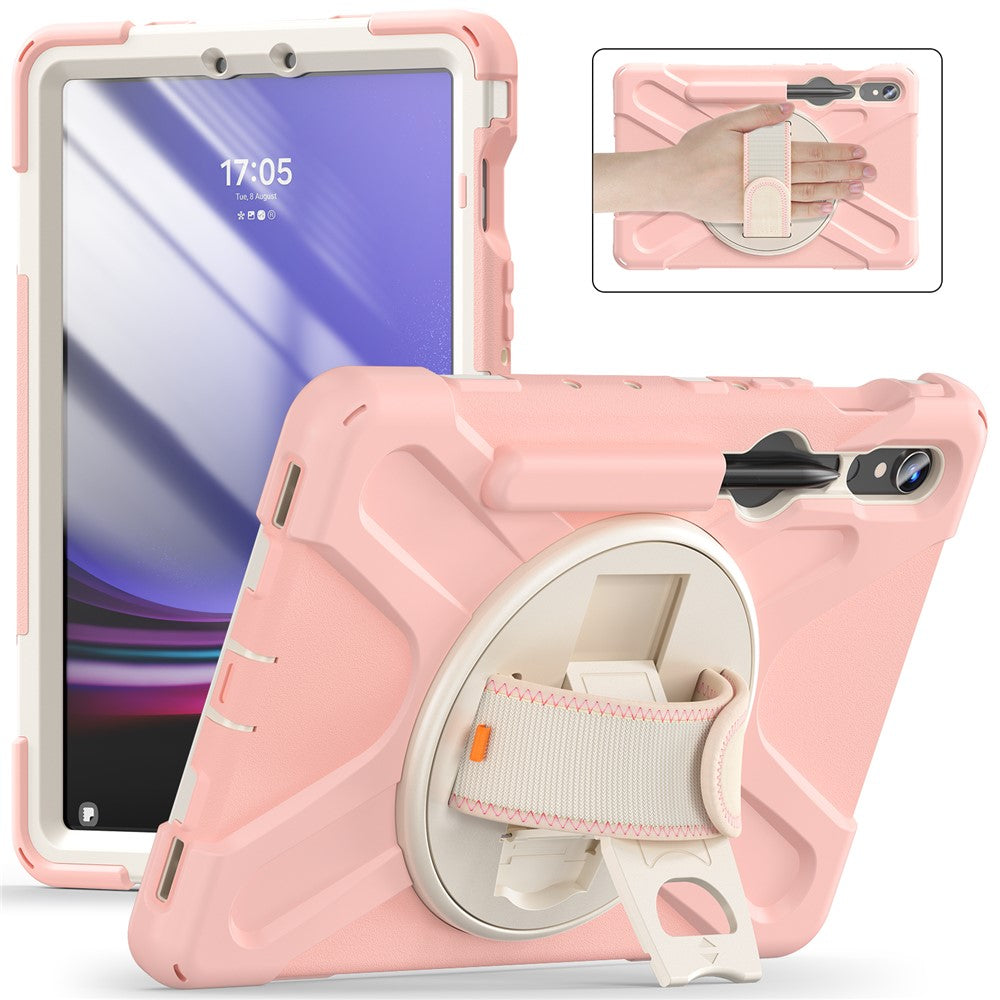 For Samsung Galaxy Tab S10 Lite / S10 FE / S9 FE / S9 X710 / S8 X700 / S7 T870 Wrist Strap Tablet Case PC+Silicone Kickstand Cover