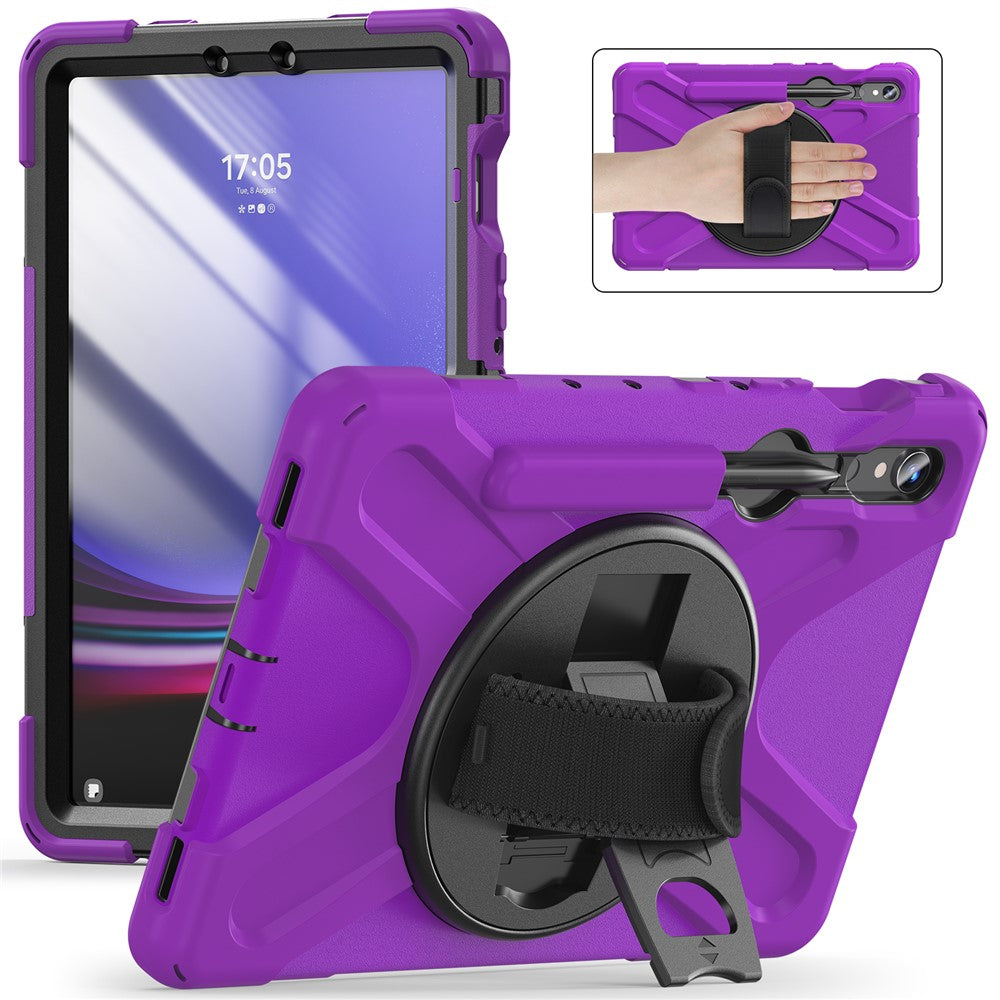 For Samsung Galaxy Tab S10 Lite / S10 FE / S9 FE / S9 X710 / S8 X700 / S7 T870 Wrist Strap Tablet Case PC+Silicone Kickstand Cover
