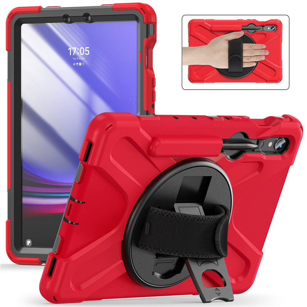 For Samsung Galaxy Tab S10 Lite / S10 FE / S9 FE / S9 X710 / S8 X700 / S7 T870 Wrist Strap Tablet Case PC+Silicone Kickstand Cover