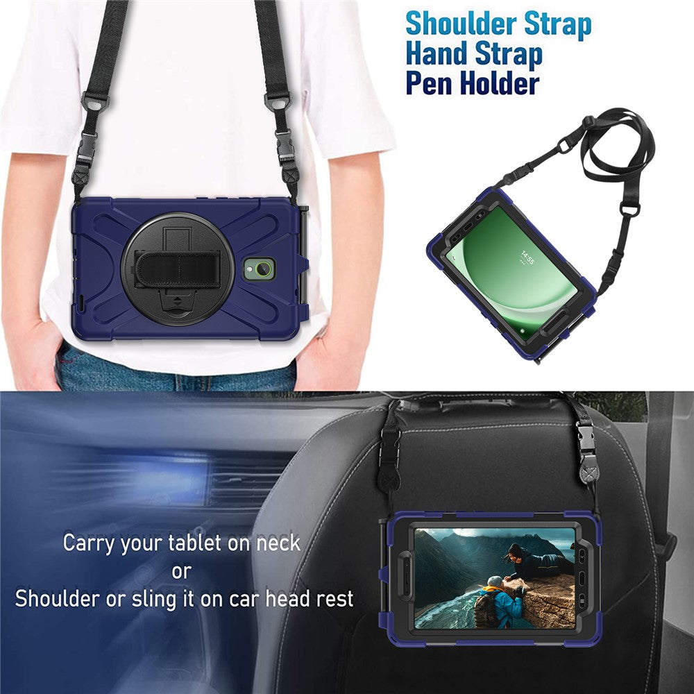 For Samsung Galaxy Tab Active 3 T570 / Tab Active5 X306B Case PC+Silicone Protective Cover with Shoulder Strap