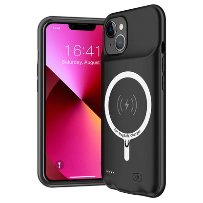 B98 For iPhone 13 6.1 inch 7000mAh Rechargeable Extended Battery Charging Case Compatible with MagSafe Wireless Charger (Support Audio)